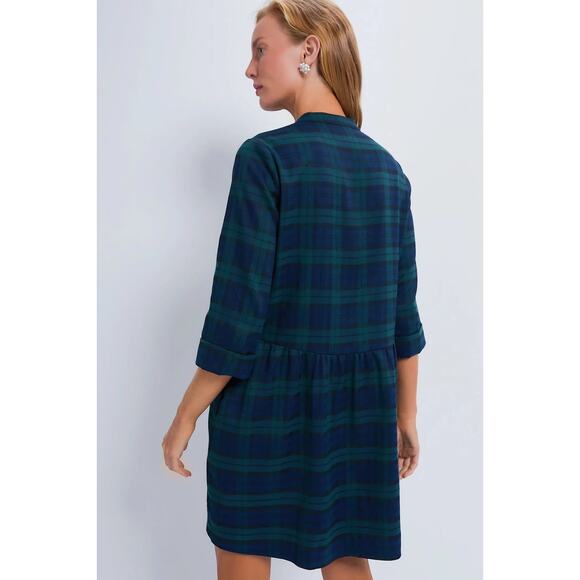 NEW Tuckernuck  Blackwatch Royal Blue Green Shirt Dress Holiday Women's Small - Picture 3 of 11
